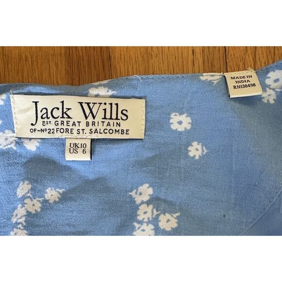 Jack Wills Full Button Down Mini Dress Size 6, Blue White Floral Y2K Cottage 90s - Picture 2 of 12